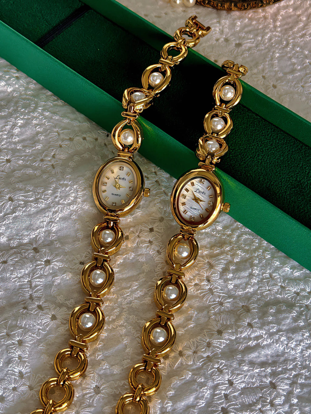 Camila Gold Pearl Bracelet Watch