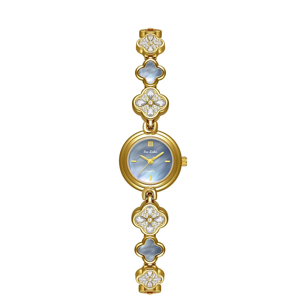 Shell Dial Bracelet Watch | Elegant Crystal Quartz Watch for Women