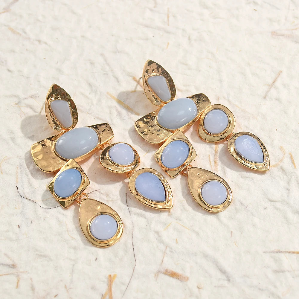 Exaggerated Vintage Rhinestone Crystal Beads Drop Earring For Women Ethnic Jewelry Fashion Geometry  Metal Earrings