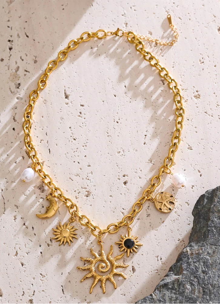 Celestial Leo & Cancer Charm Necklace | Gold Minimal Statement Jewelry