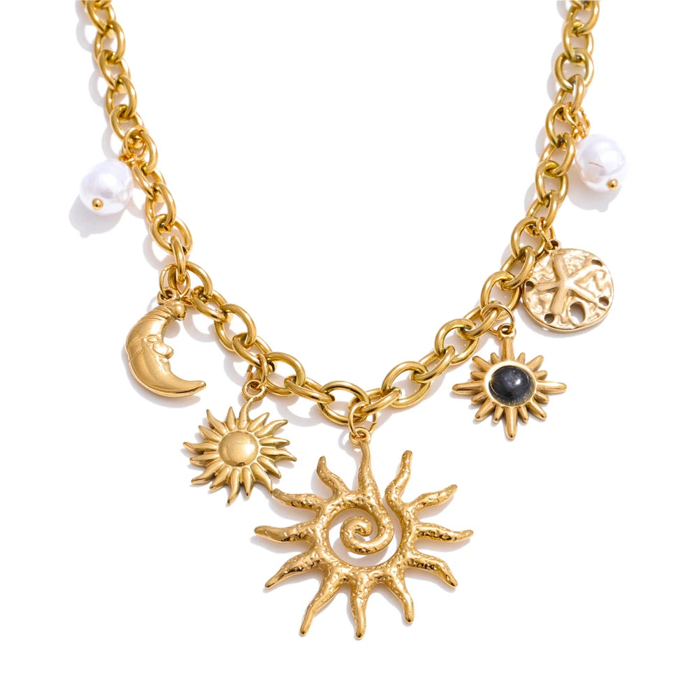 Celestial Leo & Cancer Charm Necklace | Gold Minimal Statement Jewelry