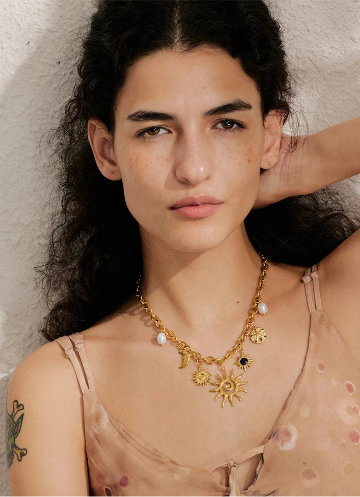 Celestial Leo & Cancer Charm Necklace | Gold Minimal Statement Jewelry