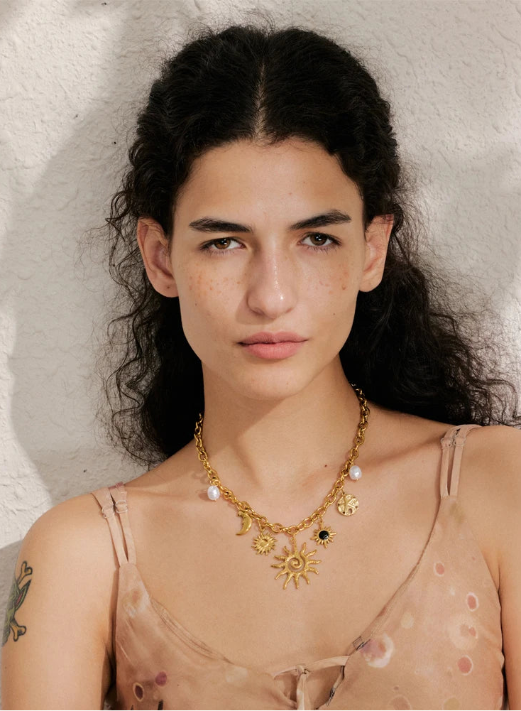 Celestial Leo & Cancer Charm Necklace | Gold Minimal Statement Jewelry