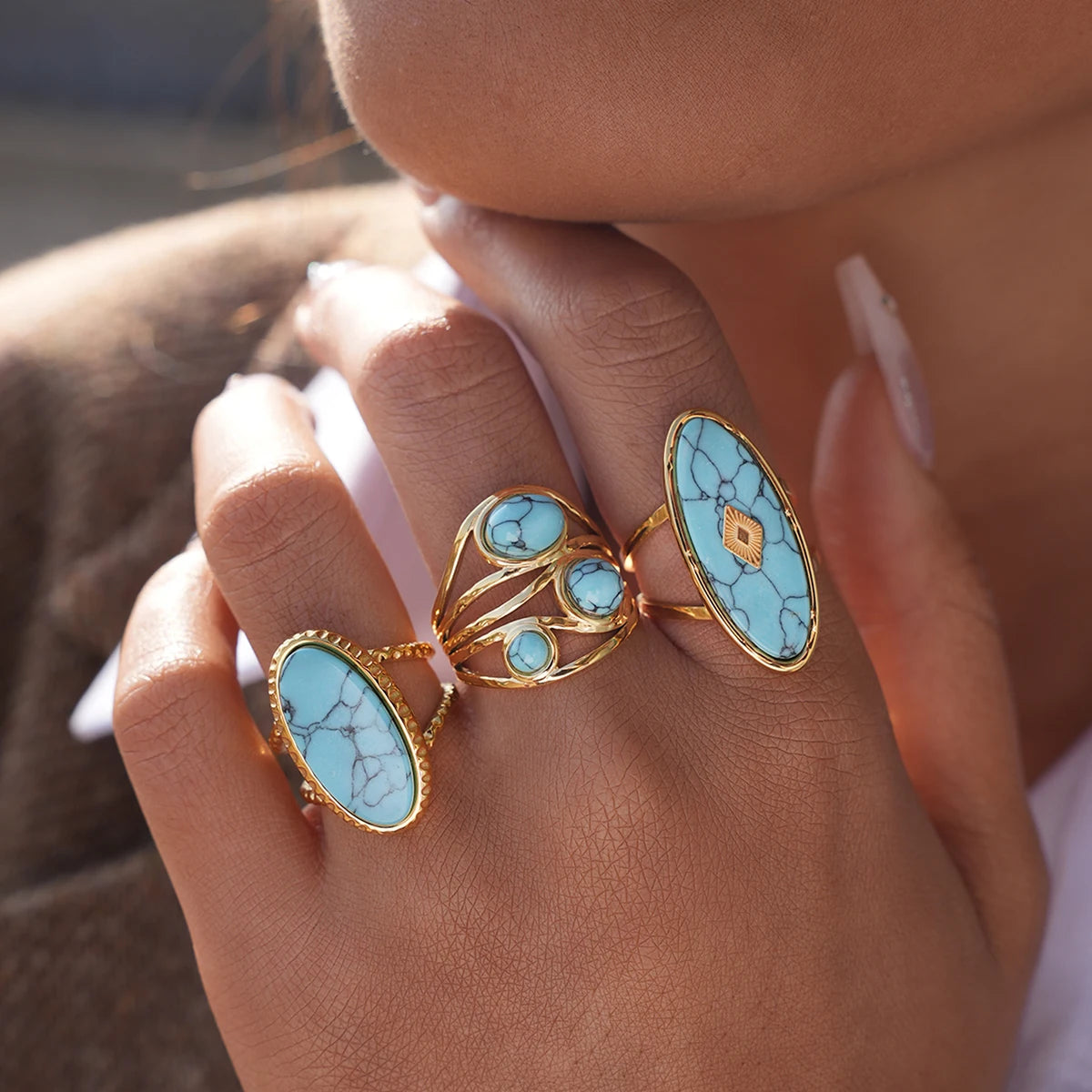 Golden Aura Open Rings