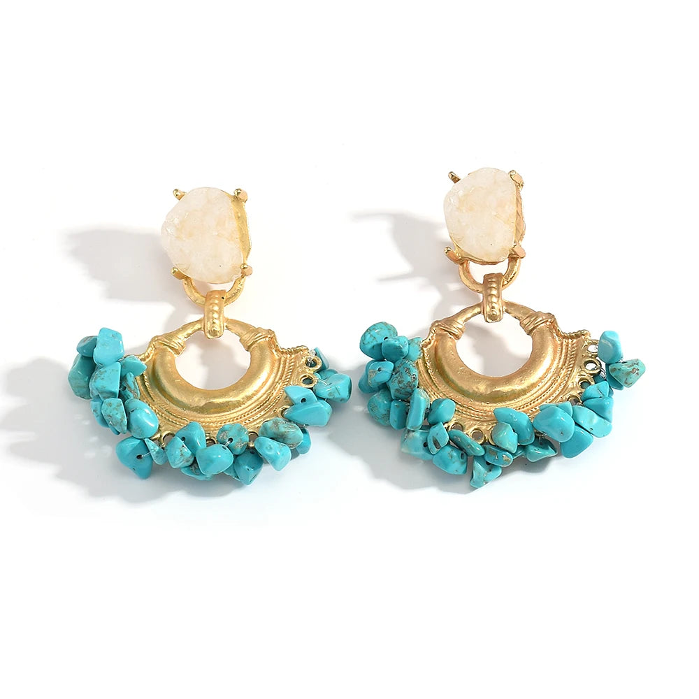 Vintage Handmade Beaded Earring For Women Boho Jewelry Resin Stone Statement Jewelry Bohemian Ear Ring Drop Earrings