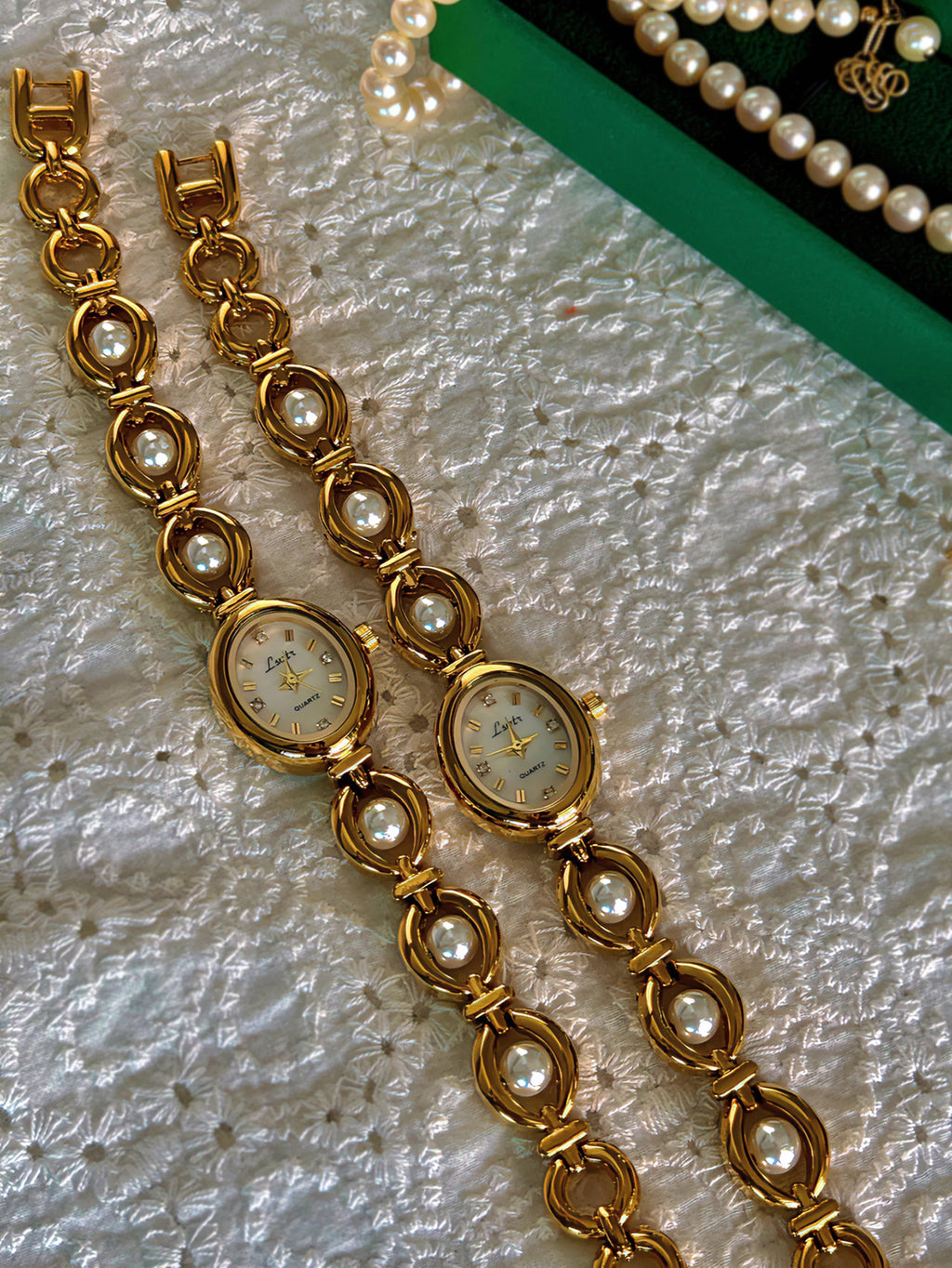 Camila Gold Pearl Bracelet Watch