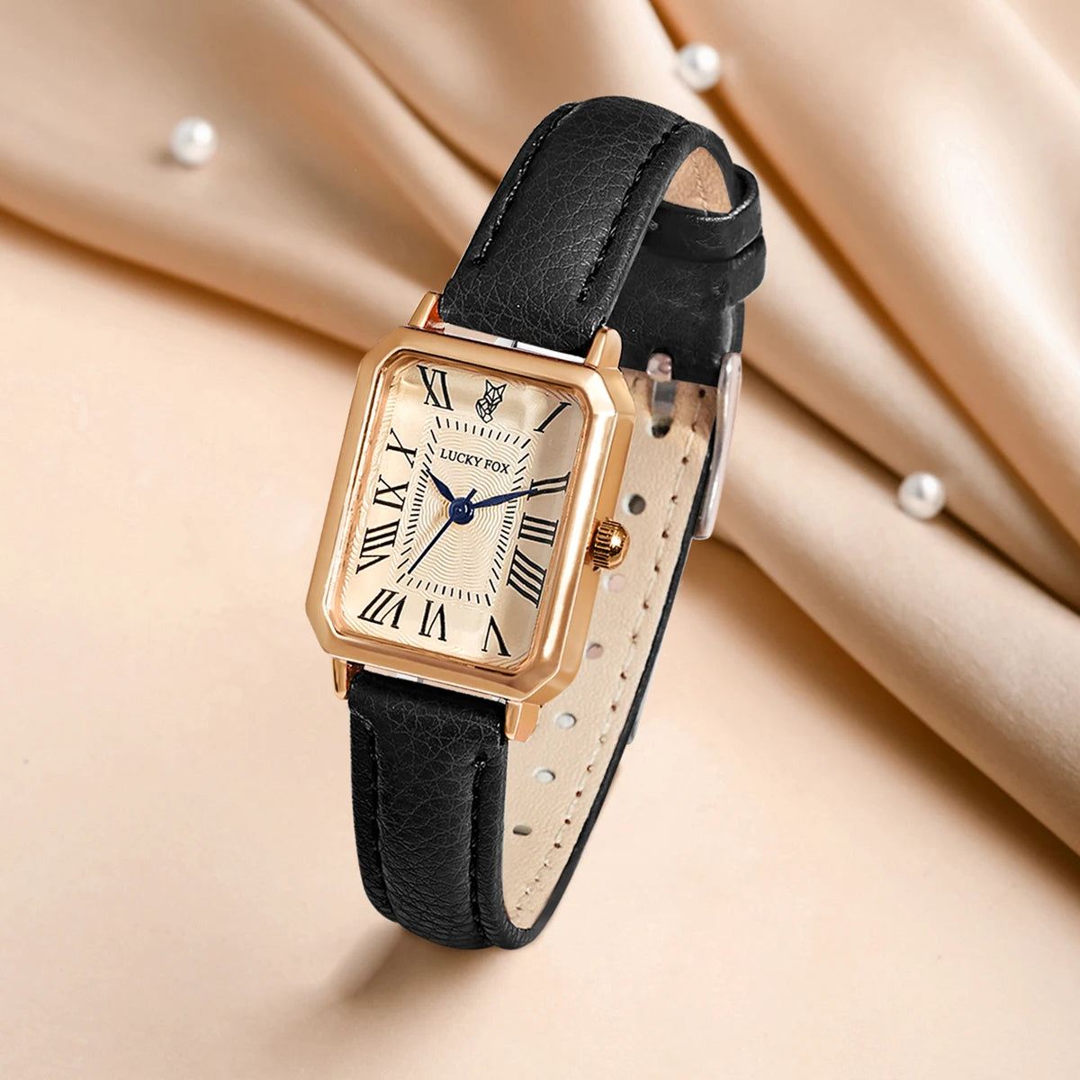 Retro Square Digital Watch with Leather Strap | Fashion Quartz Wristwatch for Women