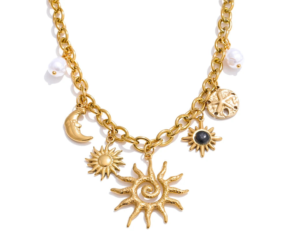 Celestial Leo & Cancer Charm Necklace | Gold Minimal Statement Jewelry