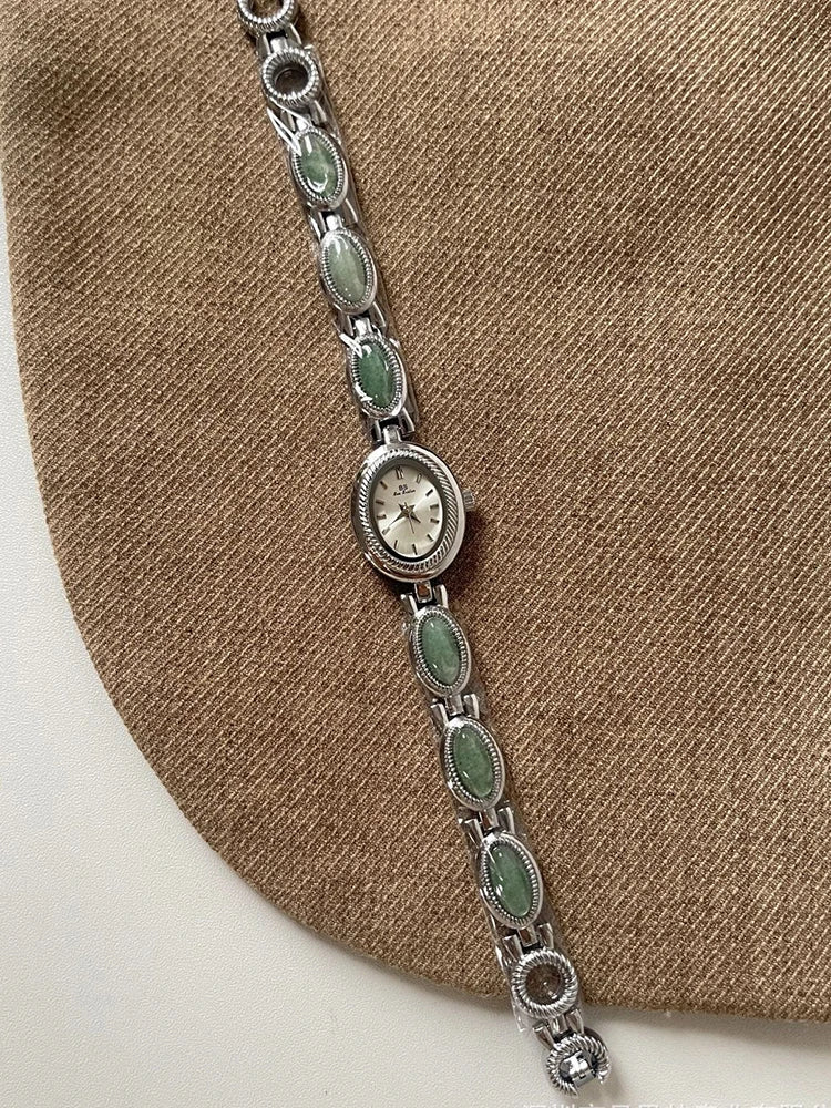 Stone Bracelet Watch | Elegant Oval Quartz Watch for Women