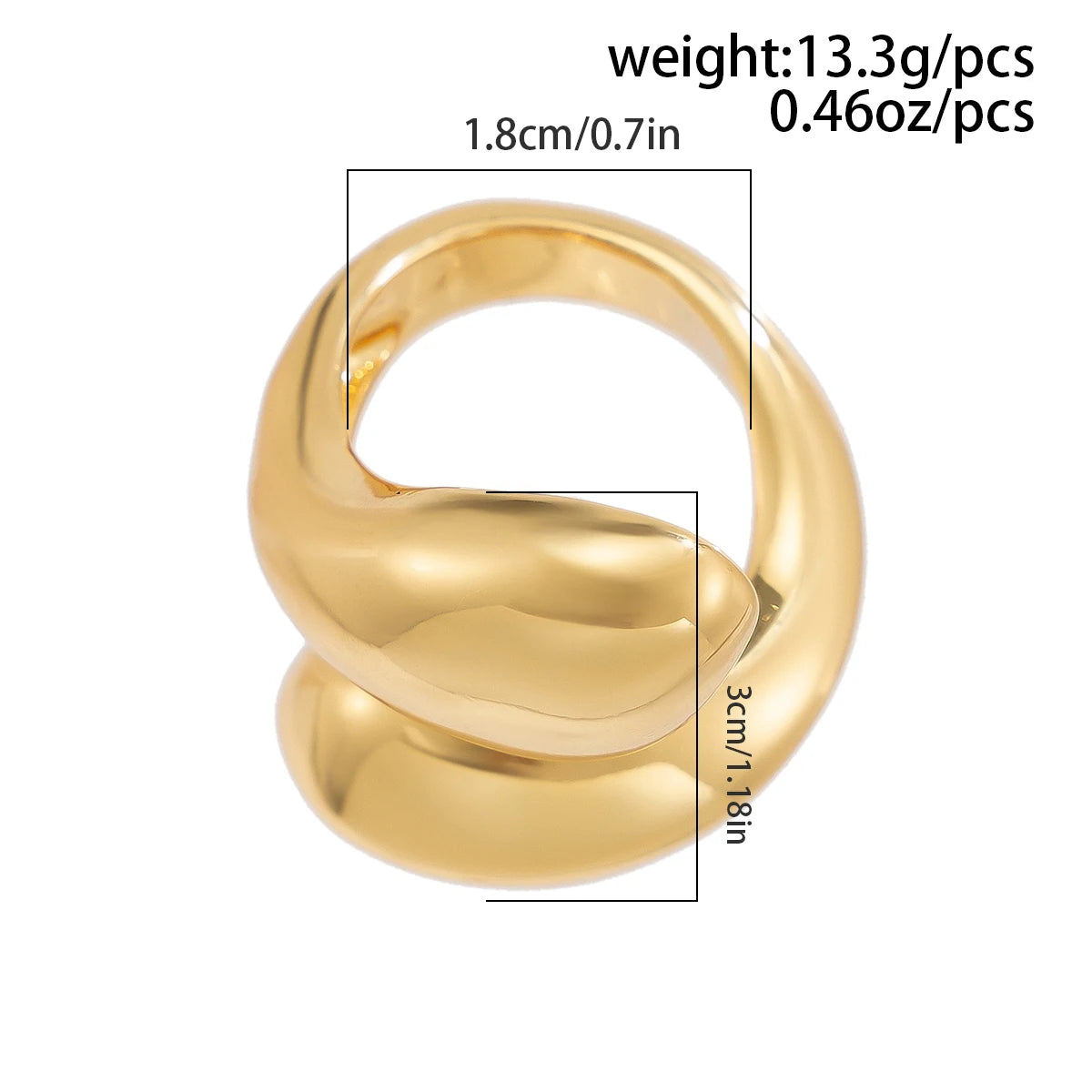 Ingemark Exaggerated Punk Smooth Water Drop Snake Rings for Women Vintage Geometric Adjustable Open Finger Ring Couple Jewelry