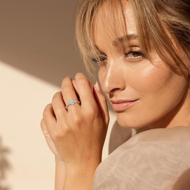 YILUOCD Witchcraft Triple Moon Goddess Fire Opal Ring Rainbow Oval Stone Arrow Rings for Women Engagement Wedding Bands Jewelry