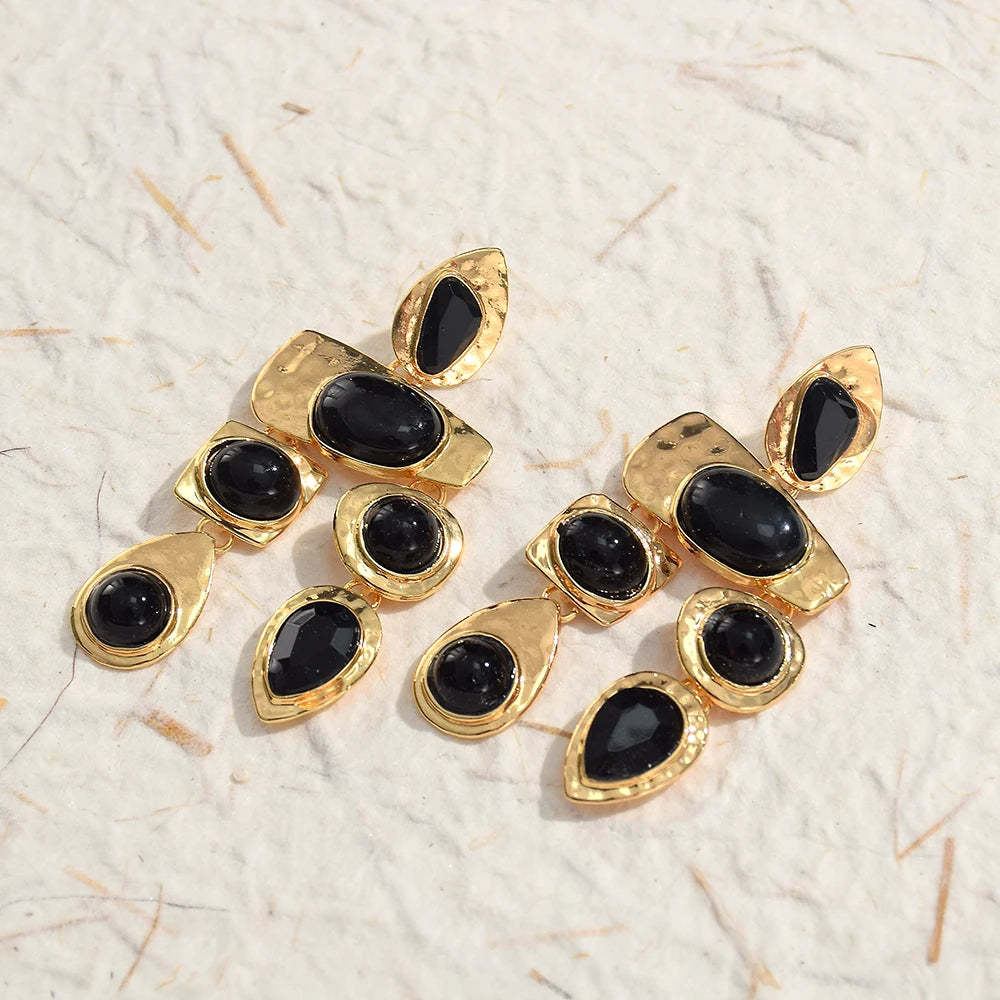 Exaggerated Vintage Rhinestone Crystal Beads Drop Earring For Women Ethnic Jewelry Fashion Geometry  Metal Earrings