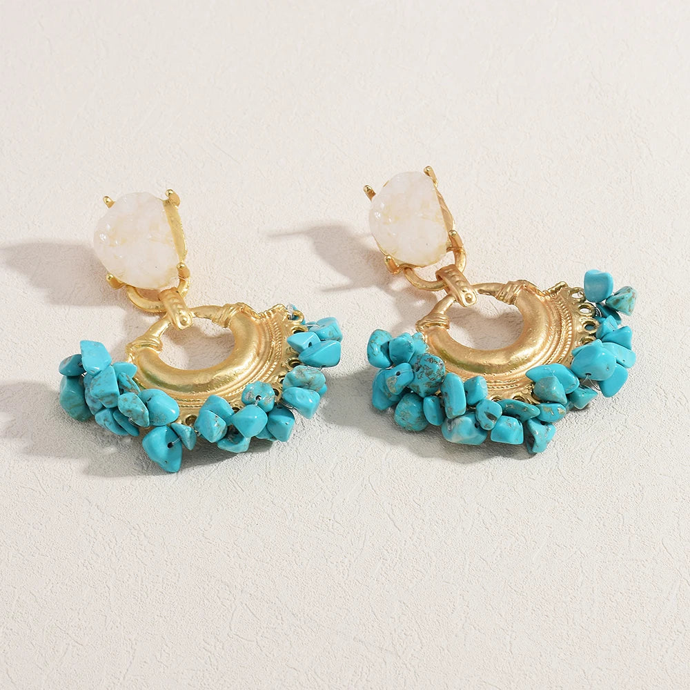 Vintage Handmade Beaded Earring For Women Boho Jewelry Resin Stone Statement Jewelry Bohemian Ear Ring Drop Earrings